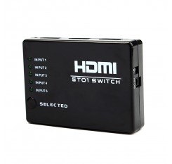 5 Ports Full HD Remote 1080P 3D HDMI Switch Selector 5 in 1 out Splitter