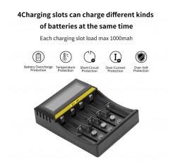 4 Slots Multi-function Battery Charger Li-ion Li-fe Ni-MH Ni-CD Smart Charger for AA/AAA/18650/26650/6F22/16340/9V Battery