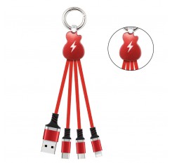 3 in 1 Nylon Braided Keychain USB Cable Micro USB Lightning  Charging Cable Key chain cable