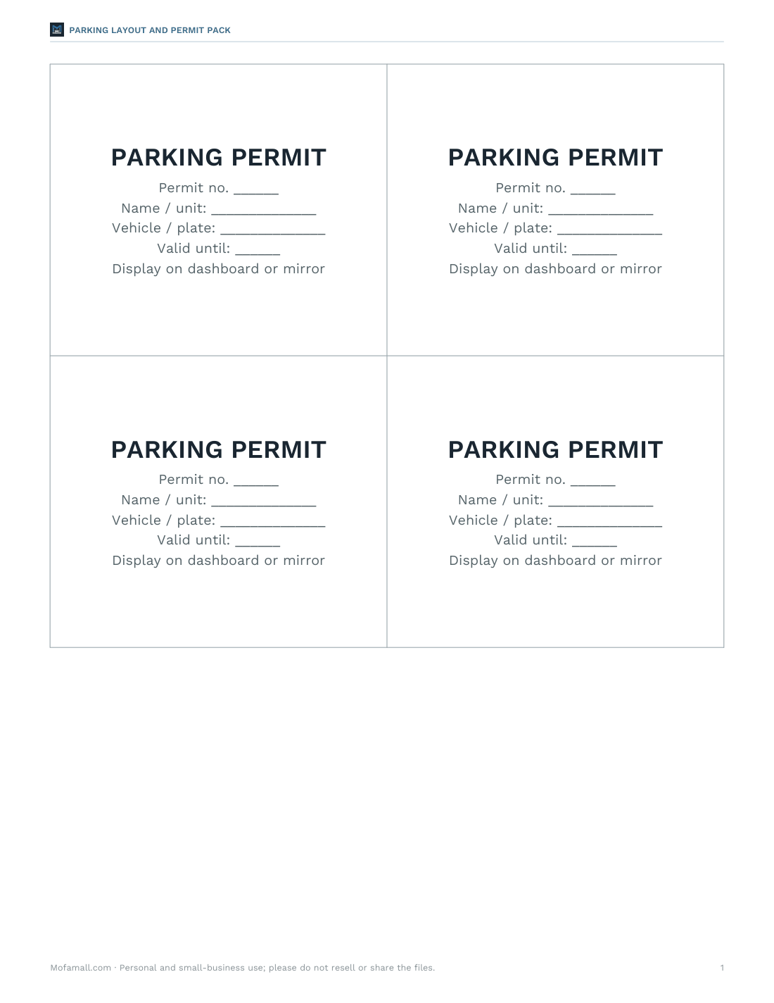 Preview of the first page of Permits & hang tags (DOCX/PDF)