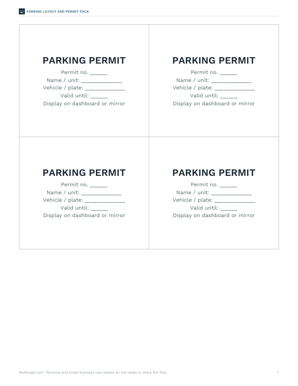 Preview of Printable Parking Permits and Hang Tags