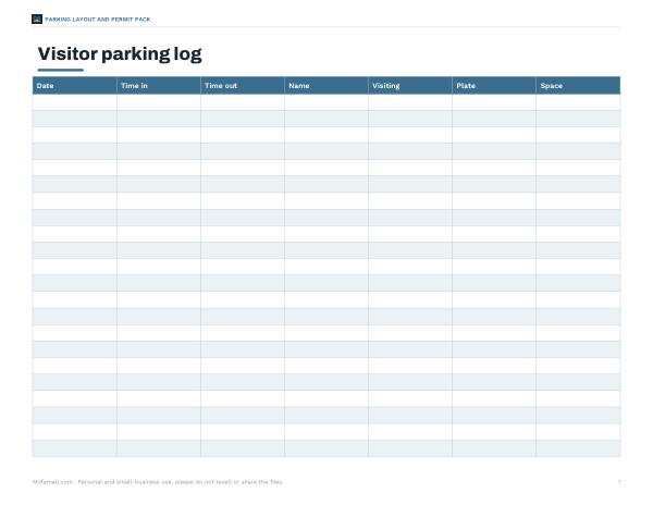 Preview of Printable Visitor Parking Log